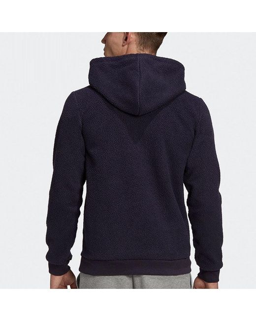Adidas Blue Mh Wntr Bos H Embroidered Logo Solid Color Sports Fleece for men