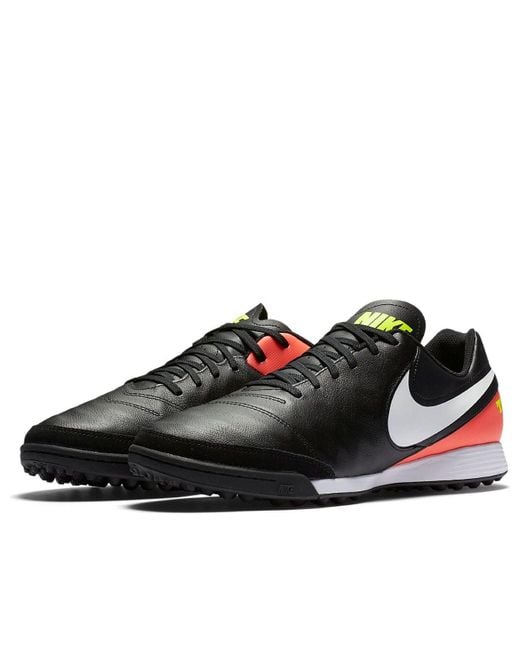 Nike Black Tiempox Genio 2 Leather Tf Volt' for men