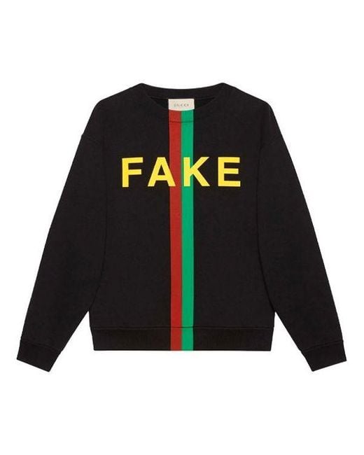 Gucci 'Fake/Not' Print Cotton Jersey Sweatshirt in Black for Men