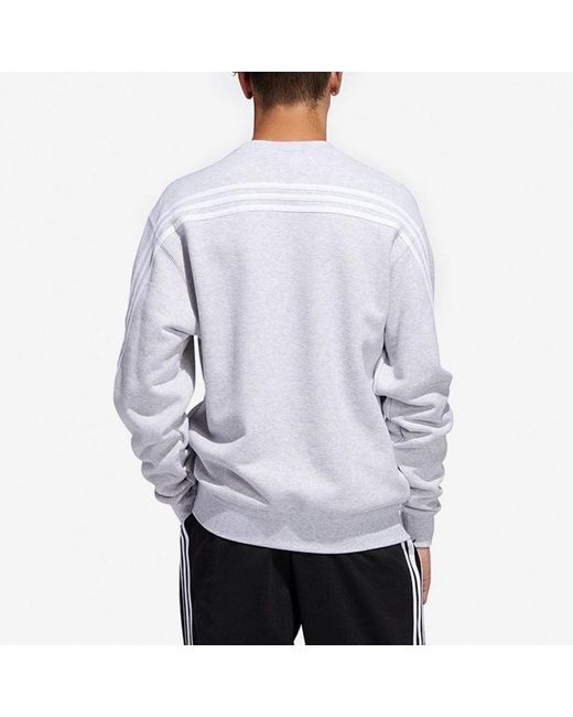 Adidas White Originals Side Stripe Loose Round Neck Pullover for men
