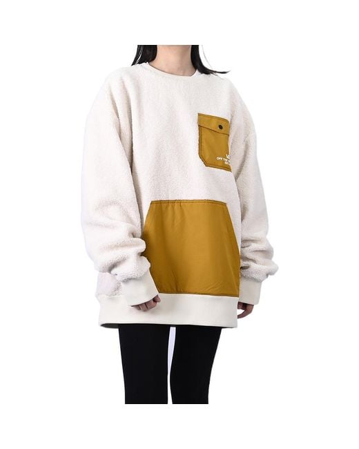 Vans White Lamb's Wool Contrast Color Stitching Round Neck Couple Style Creamy for men