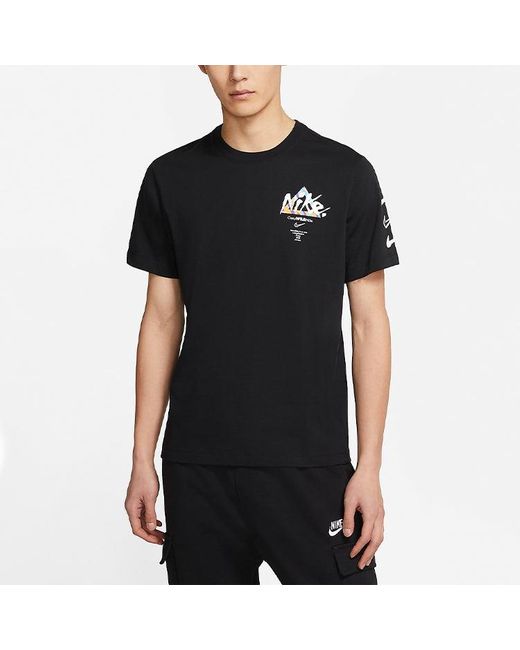 Nike Black Sportswear Print Casual Sports Short Sleeve for men