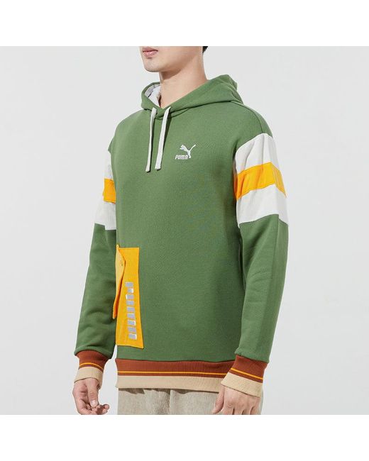PUMA Green Retro Embroidered Logo Contrasting Colors Sports Dark for men