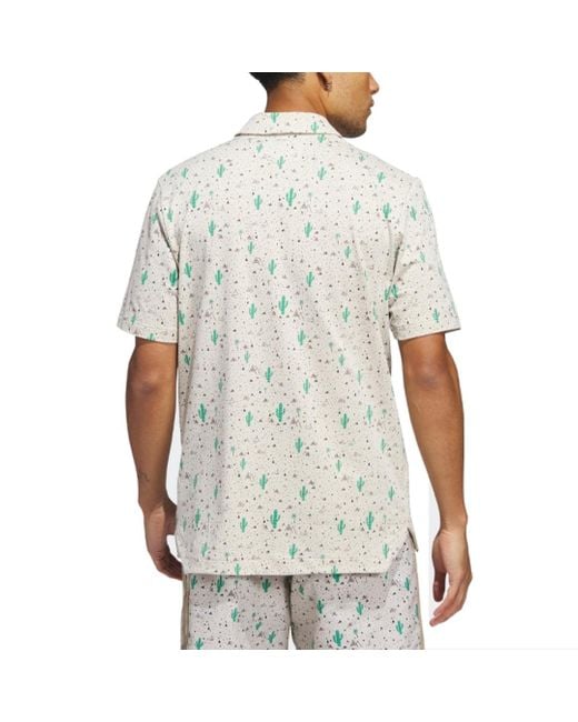 Adidas White Adicross Desert Button Golf Shirt for men