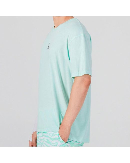 Nike Blue Solid Color Logo Round Neck Pullover Short Sleeve Mint T-Shirt for men
