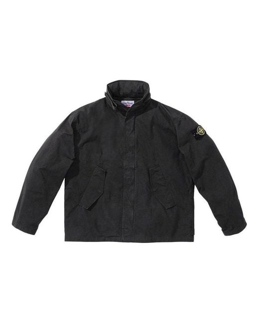 Supreme Black X Stone Island Cotton Cordura Shell Jacket for men
