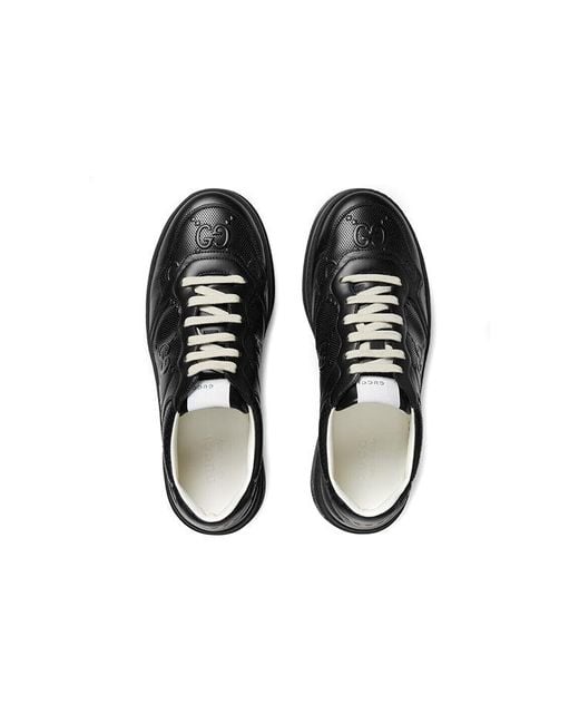 Gucci Black Gg Embossed Sneaker Leather' for men