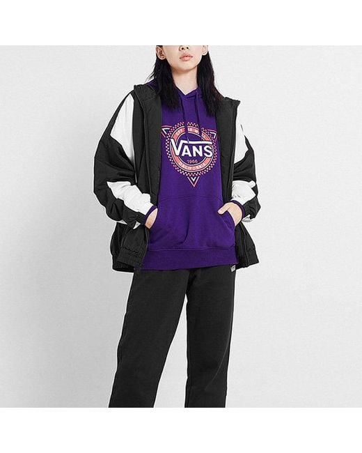 Vans Black Contrast Color Stitching Hooded Track Jacket Couple Style for men