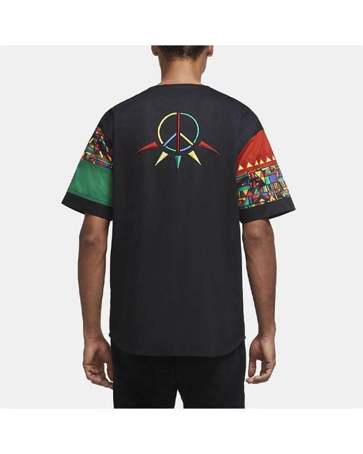 Nike Red Geometry Pattern Splicing Design Short Sleeve Jacket for men
