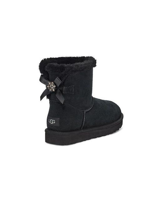 Ugg Black (Wmns) Mini Bailey Brooch Fleece Lined