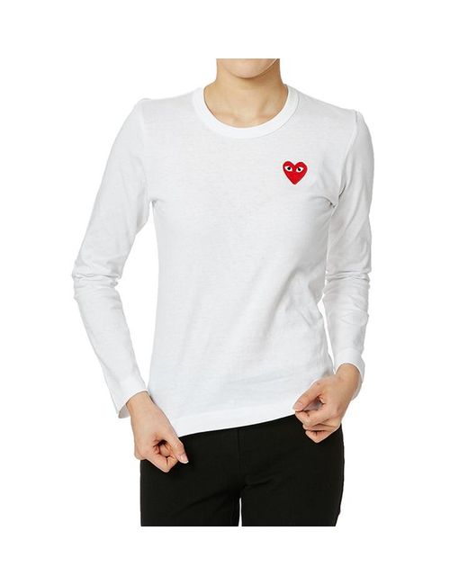 COMME DES GARÇONS PLAY White (Wmns) Small Logo Long Sleeves Tee