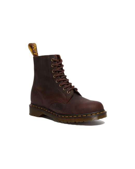 Dr. Martens Brown 1460 Pascal Waxed Full Grain Leather Lace Up Boots 'Chestnut