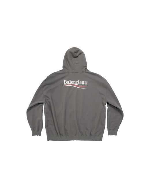 Balenciaga Gray Political Campaign Large Fit Hoodie for men