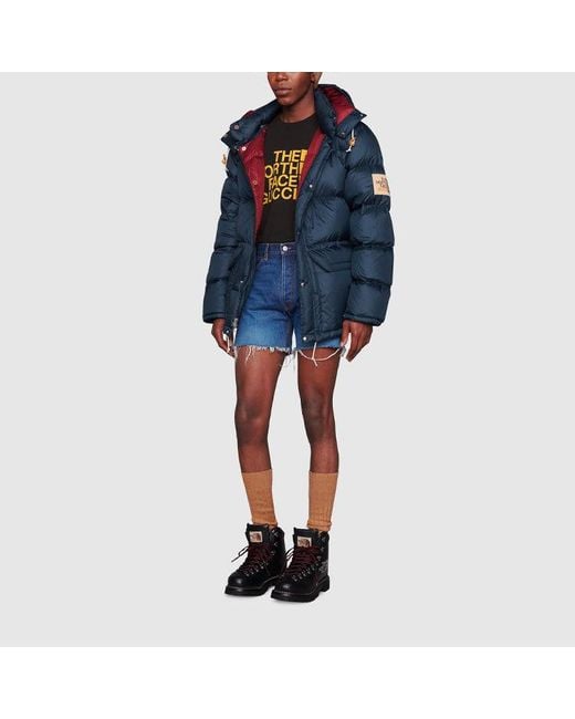 Gucci Black X The North Face Crossover Alphabet Logo Printing Loose Round Neck Short Sleeve T-Shirt for men