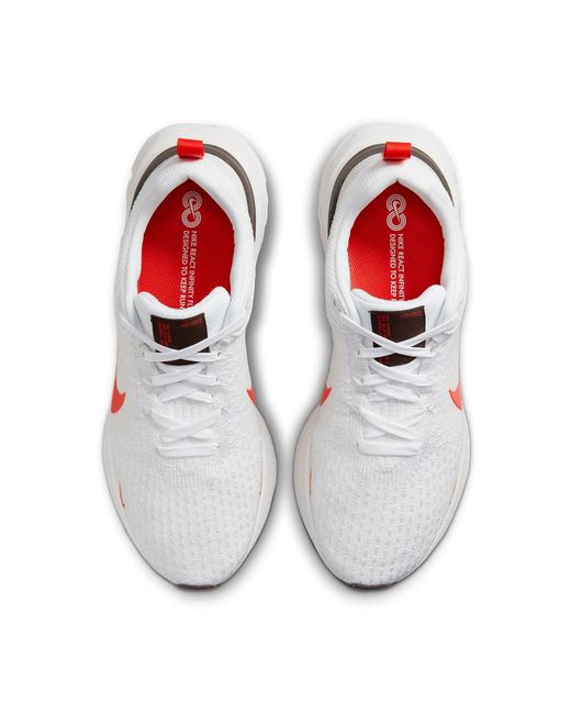 Nike White React Infinity 3 Road Running Shoes for men