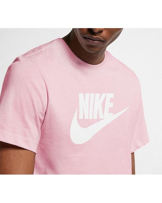 Nike Sportswear Classic Logo Printing Round Neck Short Sleeve Pinkred for men