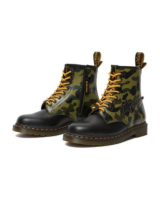 Dr. Martens Black A Bathing Ape X 1460 Zip 'Camo' for men