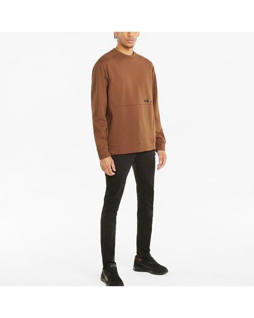 PUMA Brown Winterized Crew Logo for men