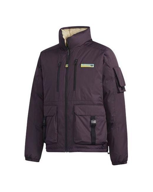 Adidas Blue Originals Premium Jkt 1 Stay Warm Woven Reversible Cargo Stand Collar Sports Down Jacket for men