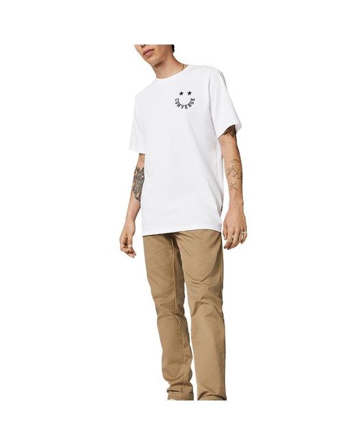 Converse White Smiling Face Pattern Sports Short Sleeve for men