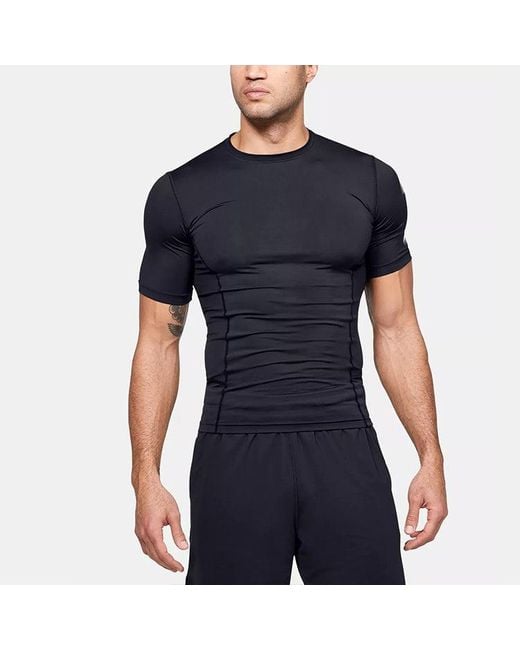 Under Armour Blue Casual Breathable Round Neck Tight Sports Short Sleeve for men