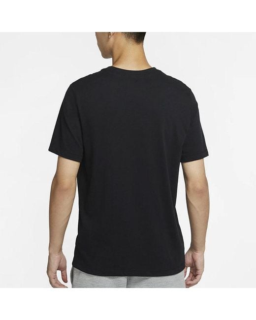 Nike Black Dri-Fit Lebron Logo Round Neck Quick Dry Basketball Sports Short Sleeve for men