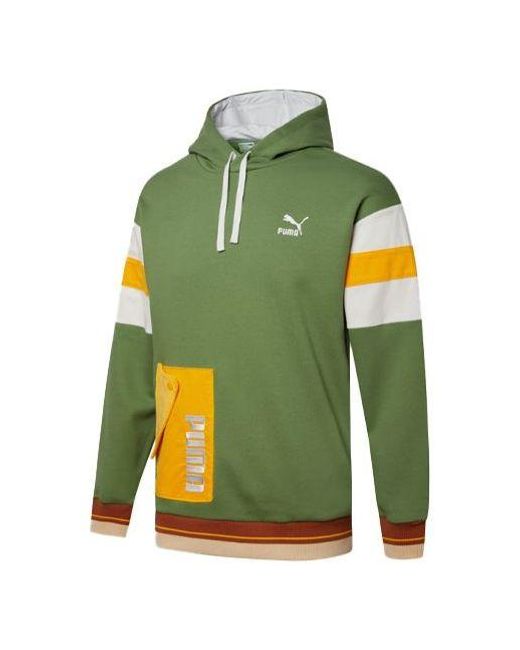 PUMA Green Retro Embroidered Logo Contrasting Colors Sports Dark for men