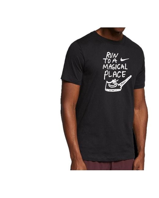 Nike Black Dri-Fit Running Quick Dry Breathable Athleisure Casual Sports Short Sleeve for men