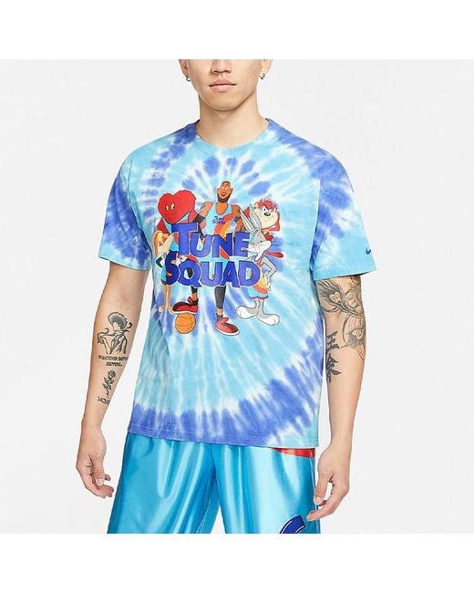 Nike Blue X Space Jam Tie Dye Sports Tee 'Light' for men