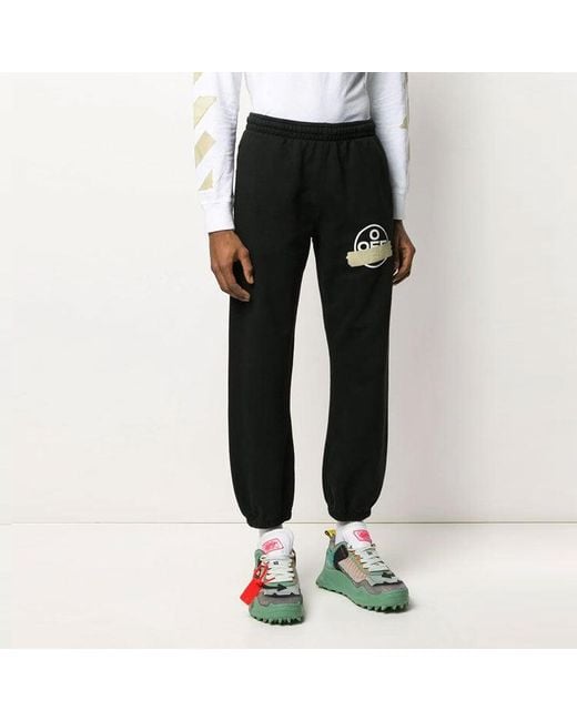 Off-White c/o Virgil Abloh Black Rubber Strap Stripe Sports Pants for men