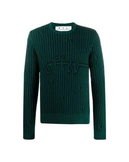 Off-White c/o Virgil Abloh Green Logo Stripe Knit for men