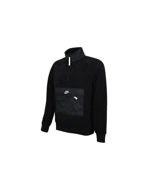 Nike Black Half Zipper Stand Collar Sports Pullover for men