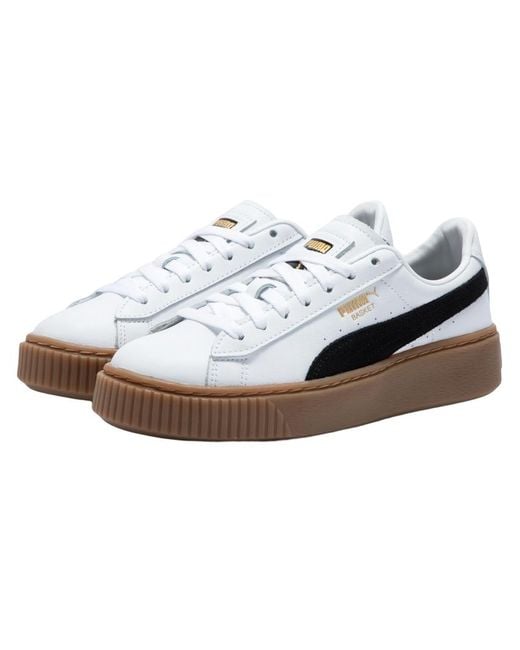 PUMA White (Wmns) Basket Platform L