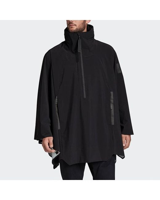 Adidas Black Myshelter Cape Outdoor Sports Zipper Cardigan Hooded Jacket for men