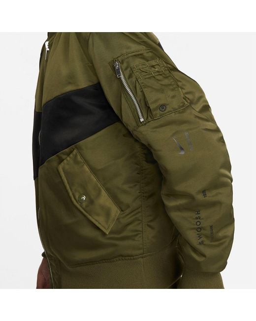 Nike Green Therma-Fit Synthetic Phil Reversible Bomber Jacket Asia Sizing 'Rough' for men