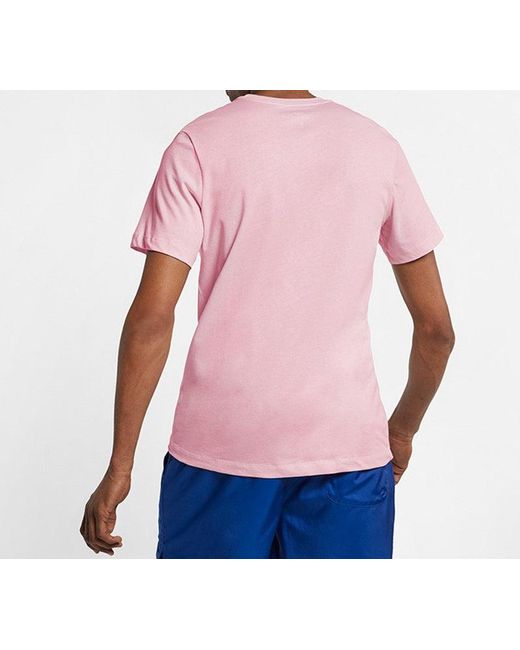 Nike Sportswear Classic Logo Printing Round Neck Short Sleeve Pinkred for men