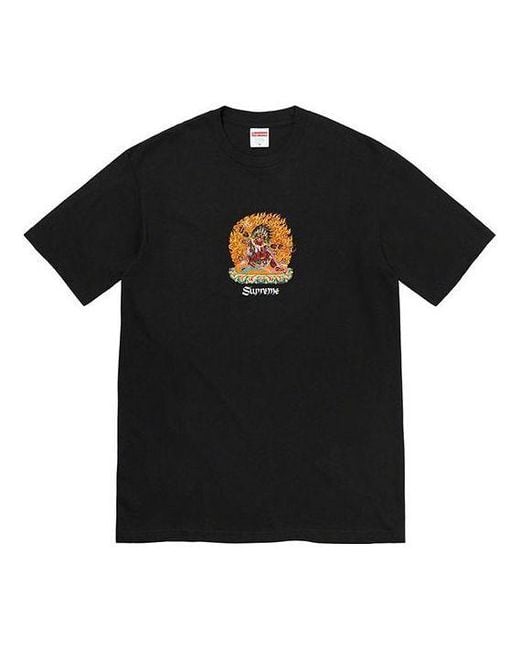 Supreme Black Ss22 Week 8 Person Tee Cartoon Alphabet Printing Round Neck Short Sleeve for men