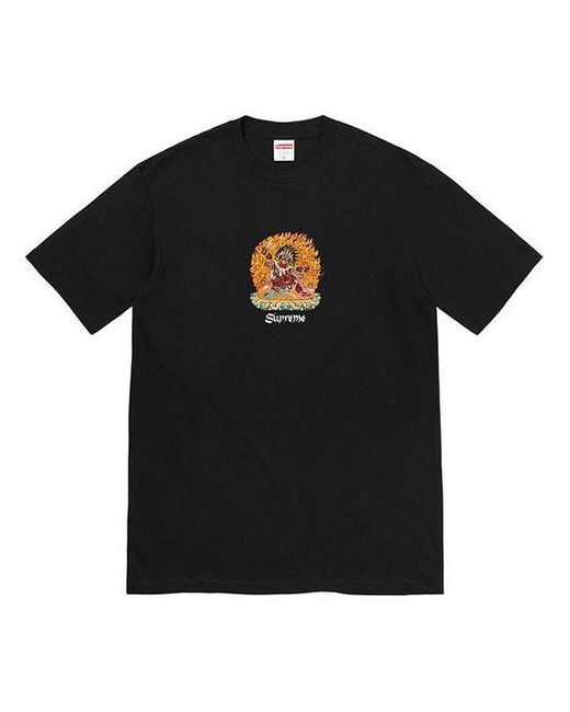 Supreme Black Ss22 Week 8 Person Tee Cartoon Alphabet Printing Round Neck Short Sleeve for men