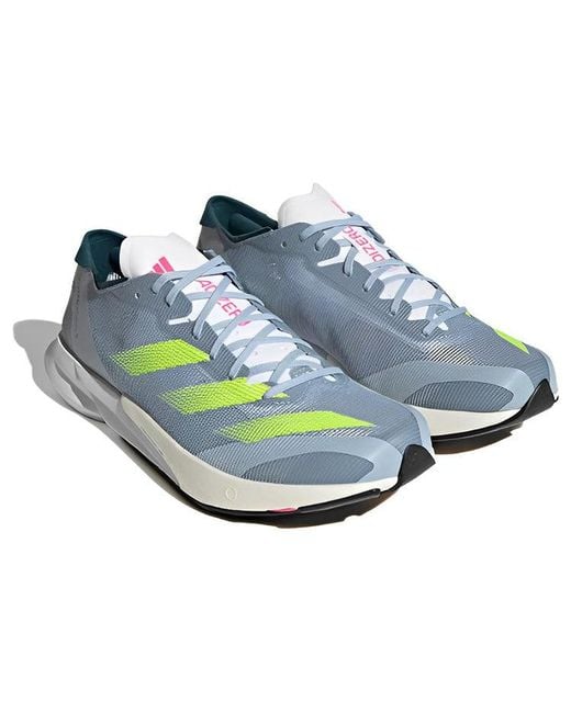 Adidas Blue Adizero Adios 8 Shoes 'Wonder Lucid Lemon' for men