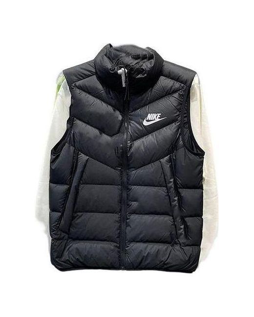 Nike Black Windproof Warm Stand Collar Down Vest for men