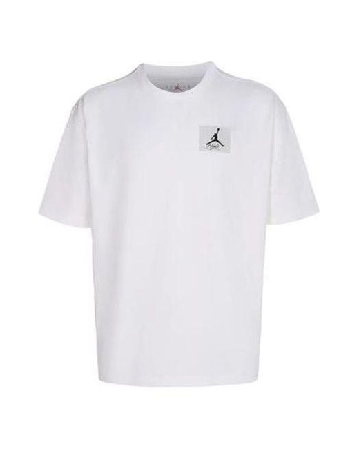 Nike Flight Essentials Solid Color Logo Label Loose Pullover Round Neck Half Sleeve White T-shirt for men
