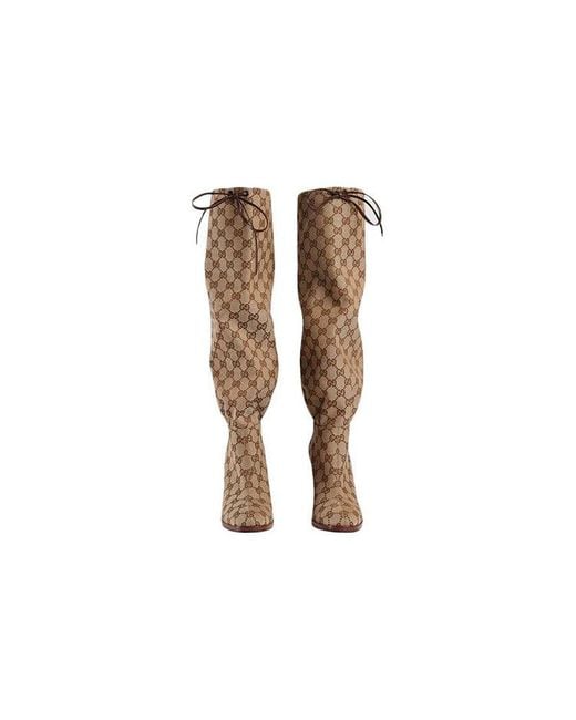 Gucci Brown (Wmns) Lisa Gg Canvas Mid-Heel Boots Ebony'