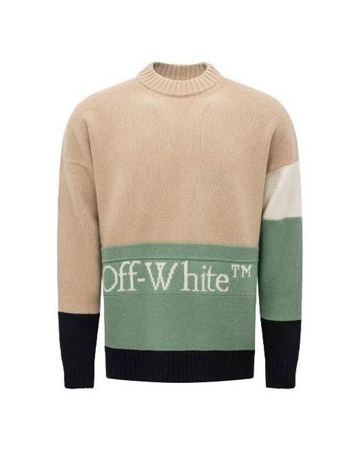 Off-White c/o Virgil Abloh Green Ss21 Logo Round Neck Long Sleeves for men