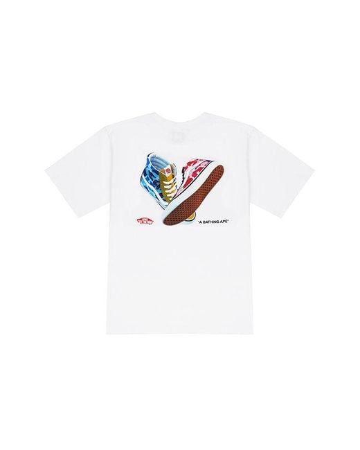 Vans White X Bape Sk8-Hi T-Shirt for men