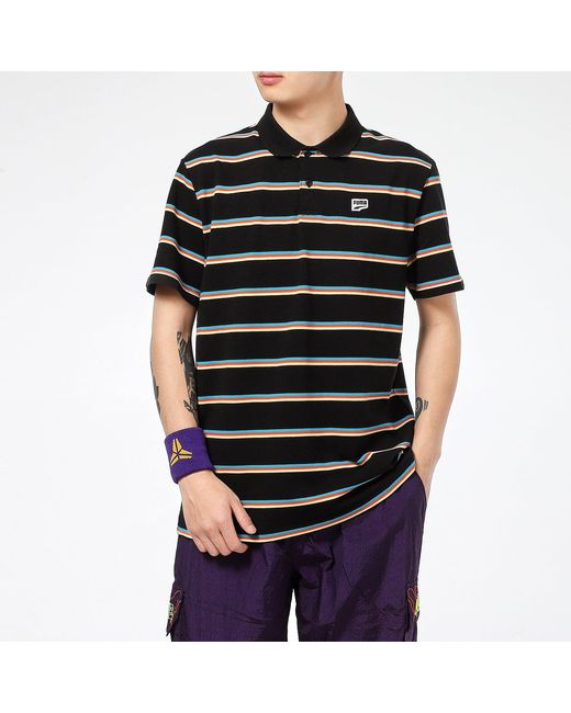 PUMA Black Downtown Stripe Polo Tee Shirt for men