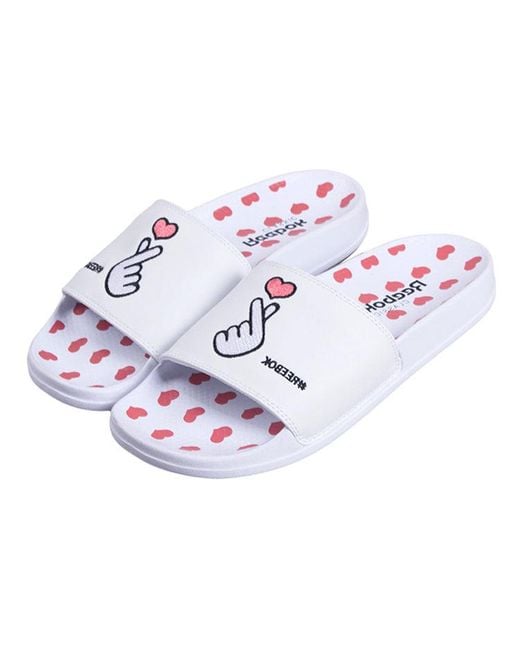 Reebok White Classic Love Slippers for men