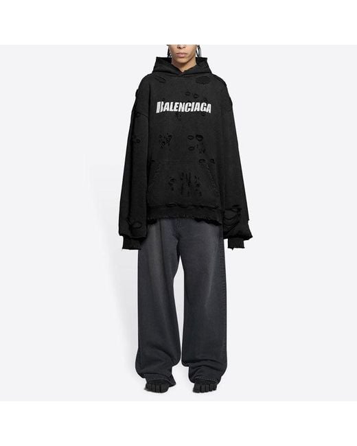 Balenciaga Black Caps Destroyed Hoodie for men