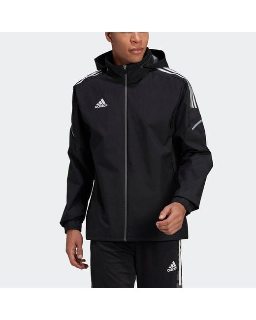 Adidas Black Con21 Aw Jkt Soccer/Football Sports Hooded Jacket for men