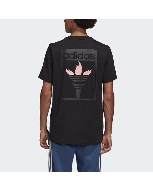 Adidas Black Originals Flame Printing Short Sleeve for men