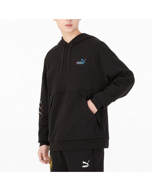 PUMA Black Logo Pattern Printing Loose Couple Style for men